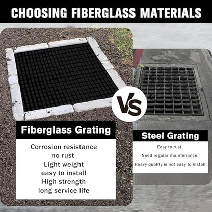 Agfabric 24x48x1in Black Fiberglass Drain Grating 1 Pack - color: Black, size: 2ftx4ft x 1in