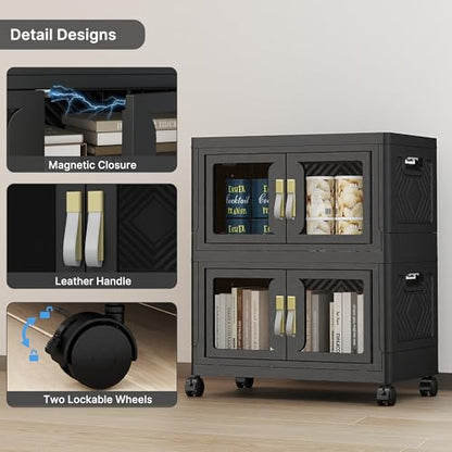 UAMFURI Stackable Storage Bins with Lids, 96QT Extra Large Storage Cabinet - color: Black