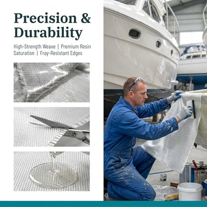 1708 Biaxial Fiberglass Cloth 35" x 10 ft | 17 oz Biaxial + 0.75 oz Mat | Ideal for Boat Repair, Auto Body, RV & Large Projects - size: 35" x 10ft