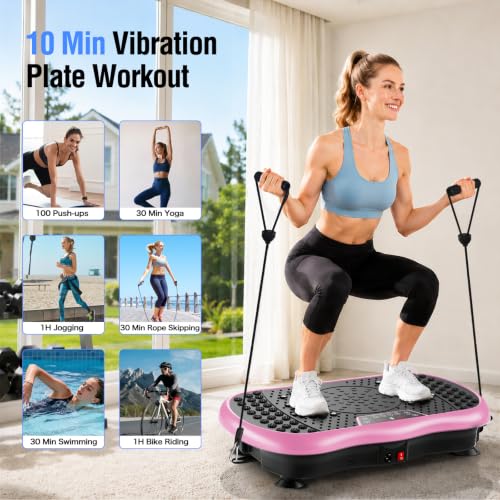 Vibration Plate Exercise Machine with 200 Speeds & 10 Presets - color: Pink