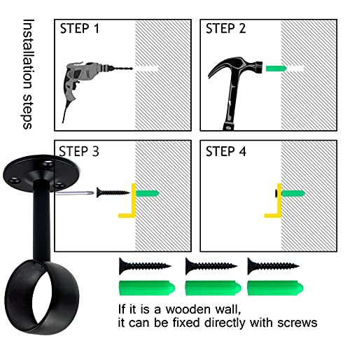 1Inch 4 Packs Black Heavy Duty Stainless Steel Curtain Rod Brackets End Supports Closet Pole Sockets Flange Rod Holder with Screws， Closet Shelf and Rod Brackets (1 inch Qualcomm Flange) - color: 1 inch Qualcomm Flange