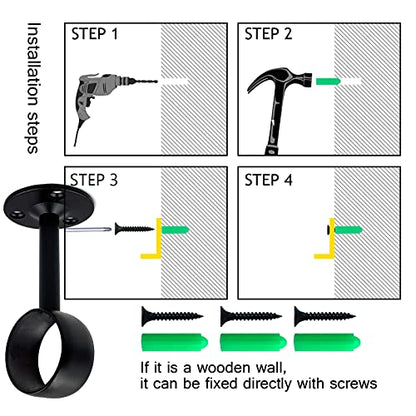 1Inch 4 Packs Black Heavy Duty Stainless Steel Curtain Rod Brackets End Supports Closet Pole Sockets Flange Rod Holder with Screws， Closet Shelf and Rod Brackets (1 inch Qualcomm Flange) - color: 1 inch Qualcomm Flange