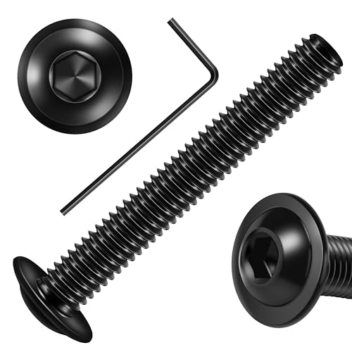 Mywish M6 x 40mm 25Pcs Flange Button Head Hex Socket Cap Screws Bolts, 304 Stainless Steel Furniture M6x1.0 Bolts Full Thread, Black Oxide & Hex Spanner - color: Black-M6, size: 40mm