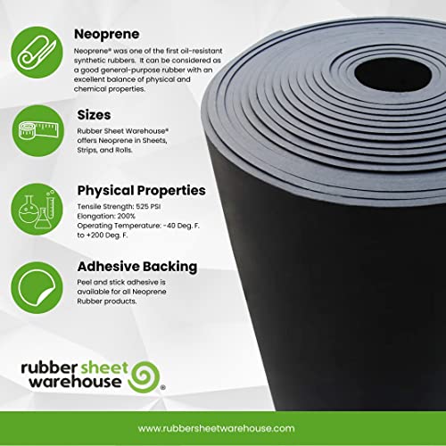Neoprene Rubber Sheet, Rolls, Strips 1/4" (.250") Thick x 4" Wide x 10' Long Solid Rubber - size: 4" x 10', style: .250" thick