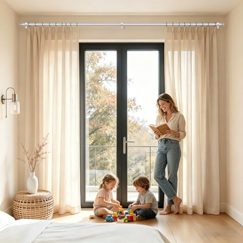 TONIAL Silver Curtain Rods for Windows 2 Pack, 32 to 58 Inch, Drapery Rod - color: Silver, size: 32-58"(2 Pack)