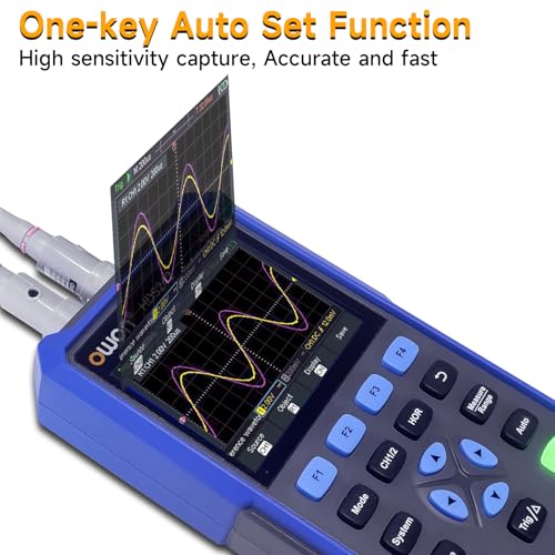 OWON Digital Handheld Oscilloscope Multiumeter 2 in 1,2 Channels, 40MHz Bandwidth, 250MS/s Sample Rate, 3.5" LCD Multiumeter Signal Generator Digital Oscilloscope Multimeter,Lab Oscilloscope HDS242 - style: HDS242