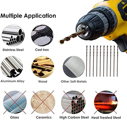 10PCS 2mm Mini HSS Drill Bit,Straight Shank Twist Drill - size: 2mm