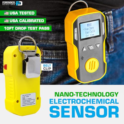 Acetylene Gas Detector (C2H2) by Forensics | USA NIST Calibration & Certificate | Dust & Explosion Proof | USB Recharge | Sound, Light and Vibration Alarms | 0-100 ppm |