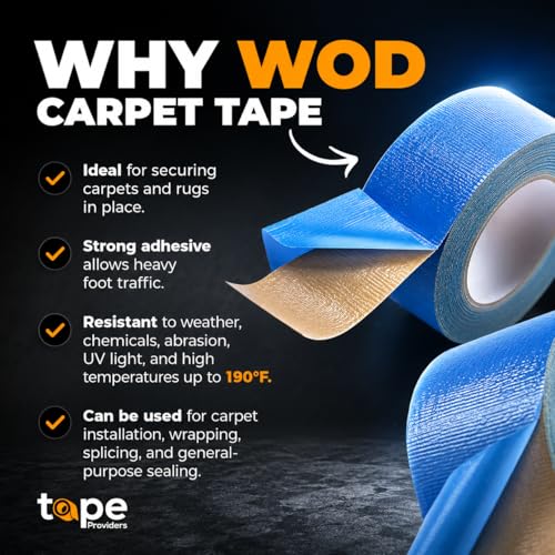 WOD Double Sided Carpet Tape, 3 inch x 25 ft. Heavy-Duty Tack, Residue Free, for Convention & Trade Shows Indoor/Outdoor Rugs DCCT110W - size: 3 inch