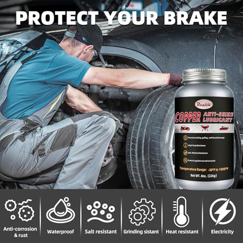 Realth Copper Anti-Seize Lubricant 8 oz High Temp Corrosion Resistant - color: Copper, size: 226g