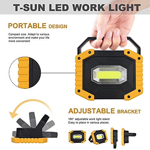 T-SUN Rechargeable LED Work Light,30W 2000LM COB Utility Light,2 Pack