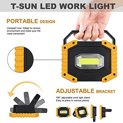 T-SUN Rechargeable LED Work Light,30W 2000LM COB Utility Light,2 Pack