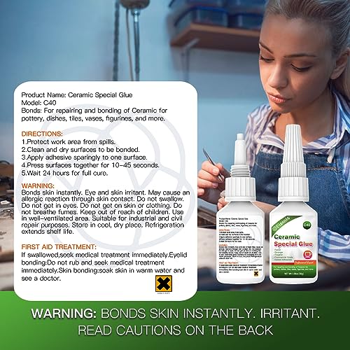 30g Ceramic Glue, Instant Ceramic Super Glue for Porcelain &Pottery - size: Ceramic Glu