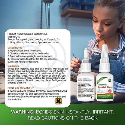 30g Ceramic Glue, Instant Ceramic Super Glue for Porcelain &Pottery - size: Ceramic Glu
