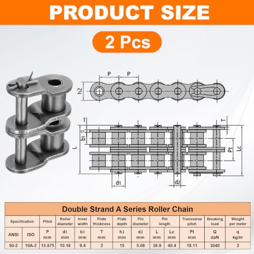 PATIKIL Double Chain Offset Half Link Roller 5/8 Inch, 2Pcs - size: 5/8 Inch - 10A