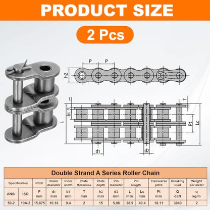 PATIKIL Double Chain Offset Half Link Roller 5/8 Inch, 2Pcs - size: 5/8 Inch - 10A