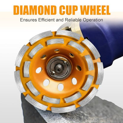 4.5” Double Row Diamond Grinding Cup Wheel, Concrete Grinding Wheel - style: Double Rows