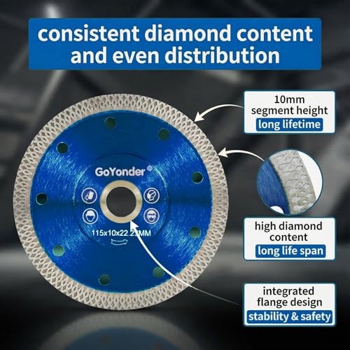 GoYonder 4.5 Inch Super Thin Diamond Saw Blade for Cutting Porcelain Tiles,Granite Marble Ceramics (4.5" -Blue (50 pcs)) - size: 4.5" - Blue (50 Count)