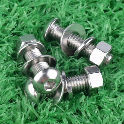 10 Sets 5/16-18 x 1-1/2" Button Head Socket Cap Bolts Screws, Hex Nuts, Flat & Lock Washers, 304 Stainless Steel 18-8 Fully Machine Thread, Silver - color: Silver, size: 5/16-18 x 1-1/2" (10 Sets)