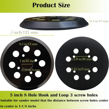 2 Pack 5 Inch 8 Hole Replacement Sander Pad for Ryobi Sander, 5 Inch 8 Hole Hook and Loop Replacement Sanding Pad for Ryobi RS290, RS241, RS240, RS280, RS280VS, RS281VS, P411 Random Orbit Sander