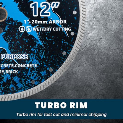 RHAPSODY 12Inch Diamond Saw Blade,Continuous Turbo Rim Blade - size: 12''