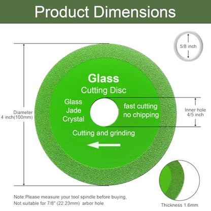 10 Pack Glass Cutting Disc, 4" Diamond Blade for Angle Grinder - size: 10 x 4"