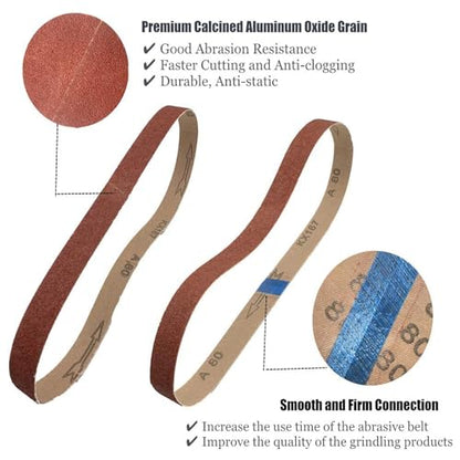 1/2 X 18 Inch Sanding Belt Sandpaper, 80 Grit, 24 Pack - color: 80 Grit, size: 1/2x18in