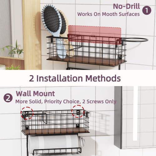 3-Tier Wall Mounted Hair Tool Organizer, Matte Black