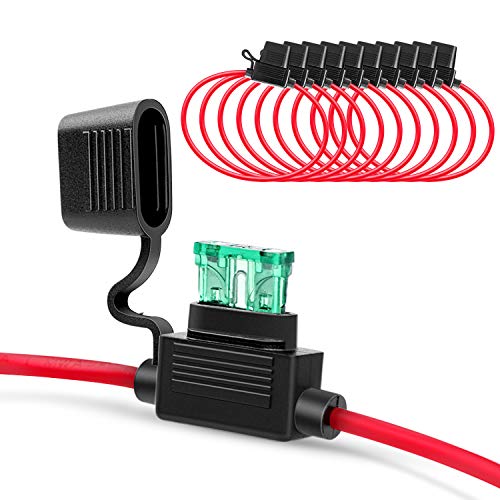 Nilight 10 Pack NI-FH01 Inline Holder 14AWG Wiring Harness ATC/ATO 30AMP Blade Automotive Fuse Holder-10, 2 Years Warranty - size: 10Pcs 14AWG Fuse Holder