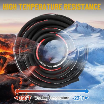 100FT 1/4" Hydraulic Hose with 24PCS Hydraulic Hose Fittings - size: 1/4" Hydraulic Hose - 100FT