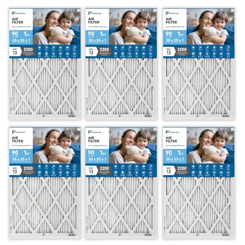 Perfect Aire Elite Air Filter MERV 13 - Electrostatically Charged Pleated Dual Airflow HVAC Filter - Lasts 90 Days (6 Pack, 20x25x1) - size: 25" x 20" x 1", style: 6 Pack