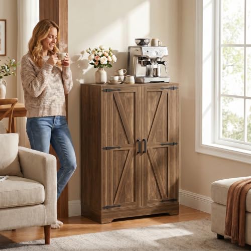 Unikito Kitchen Pantry Cabinet with Adjustable Shelves, Weathered Brown - color: Weathered Brown, size: 43.3"H - 2 Pack