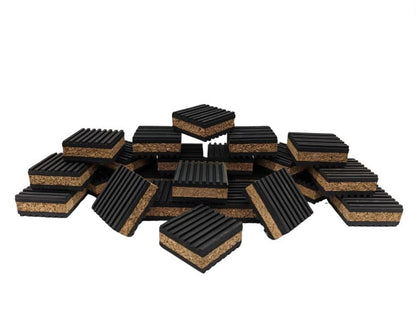 COREX 2"x2" PROFESSIONAL GRADE Cork and Ribbed Neoprene Vibration Pad 4 Pack - size: 2x2