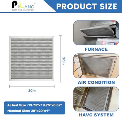 20x20x1 Reusable Air Filter, Electrostatic HVAC Air Filter, Lasts a Lifetime, Washable, Enjoy Fresher Air in Home and Office, MERV 8 (Actual Size:19.75x19.75x0.8 Inch) - size: 20" x 20" x 1"