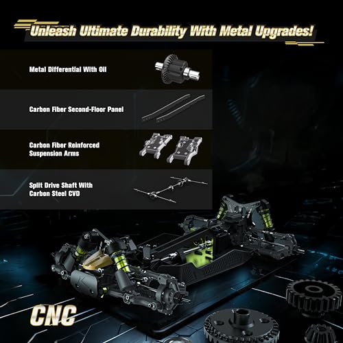 RLAARLO 1/10 Brushless RC Cars, 4×4 Buggy, 50+ MPH, Carbon Fiber, Ages 8+