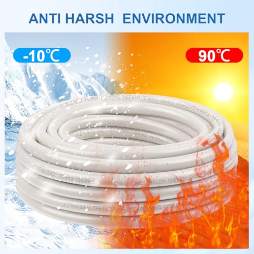 THHN Wire 2 Gauge 25 FT, 2 AWG Stranded OFC Copper Electrical Building Wire with Nylon Jacket PVC Insulation, Rated 600V for Residential, Industrial, CNC, Ground (2 Gauge, White) - color: White, size: 2AWG 25FT