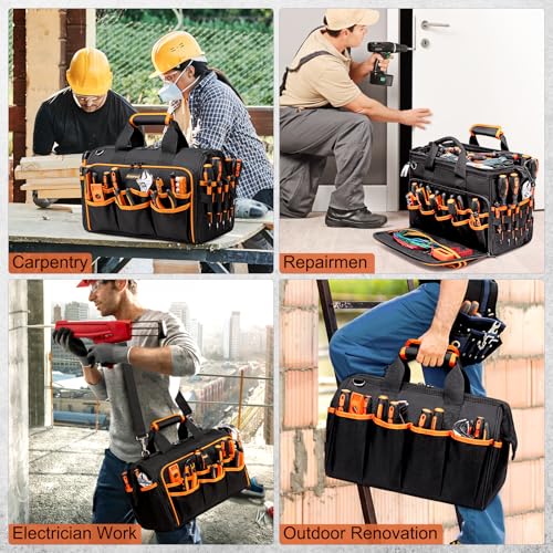AUROPEAK Tool Bag for Men, 17 Inch Heavy Duty Tool Tote Bag, 46 Pockets - style: 46Pockets