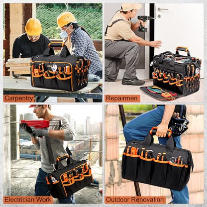 AUROPEAK Tool Bag for Men, 17 Inch Heavy Duty Tool Tote Bag, 46 Pockets - style: 46Pockets