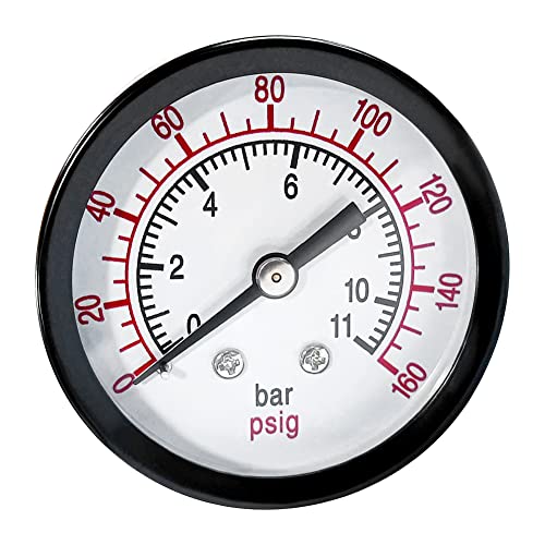 Beduan Air Pressure Gauge for Air Compressor 2" Dial Center Back Mount, 1/4" NPT,0-160 Psi - size: 1/4" NPT, style: 160 Psi
