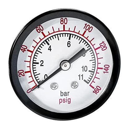 Beduan Air Pressure Gauge for Air Compressor 2" Dial Center Back Mount, 1/4" NPT,0-160 Psi - size: 1/4" NPT, style: 160 Psi