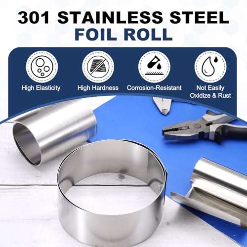 MECCANIXITY 301 Stainless Steel Foil Roll 0.08mmx100mmx1m Silver - size: 0.08mm x 100mm x 1m