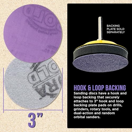 Dura-Gold Premium 1000 Grit 3" Purple Film Ceramic Sanding Discs, Box of 30 - style: 1000 Grit
