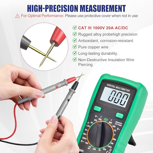 Multimeter Test Leads 100V 20A, Ultra-Sharp Gold-Plated Test Probes