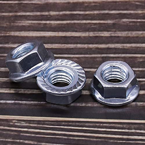 7/16"-14 UNC Serrated Flange Hex Locknuts Lock Nuts, Zinc Plated Carbon Steel, 11/16" Hex Drive, 20 PCS - size: 7/16"-14