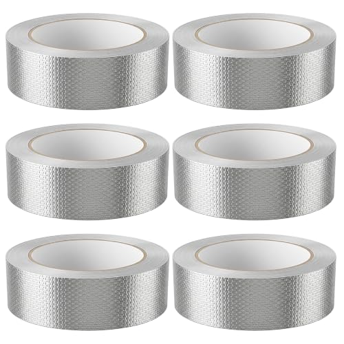 6 Rolls Greenhouse Tape, 1.18in x 65ft Each Polycarbonate Tape for Green House Panels, Heavy Duty Aluminum Foil Tape, Waterproof UV Resistant Self-Adhesive Seal for Greenhouse Roofing Outdoor Repairs