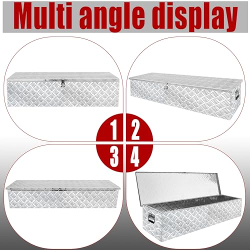 49x13x10 Inch Heavy Duty Pickup Storage Box Diamond Plate Portable Toolboxes Aluminum Underbody Truck Tool Box with Buckle Lock and Keys Suitable for Truck Bed Pickup RV Trailer - size: 49" L x13" W x10" H
