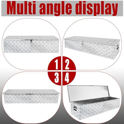 49x13x10 Inch Heavy Duty Pickup Storage Box Diamond Plate Portable Toolboxes Aluminum Underbody Truck Tool Box with Buckle Lock and Keys Suitable for Truck Bed Pickup RV Trailer - size: 49" L x13" W x10" H