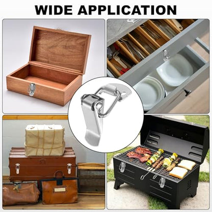 PATIKIL 4 Pcs Stainless Steel Spring Loaded Toggle Latch, 1.5" Tool Box Catch Hasp Clamp Lock with Mounting Screws for Cabinet Door Barn Wooden Case Chest - size: 1.5 Inch