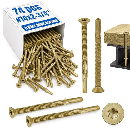 Yaocom 74 Pcs Trailer Deck Screws Self Tapping, #14x2-3/4-2lbs - size: #14x2-3/4"-2lbs