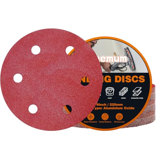 30 PCS 9 Inch Drywall Sanding Discs 80 Grit 6 Hole - color: 6 Hole, size: Grit 80